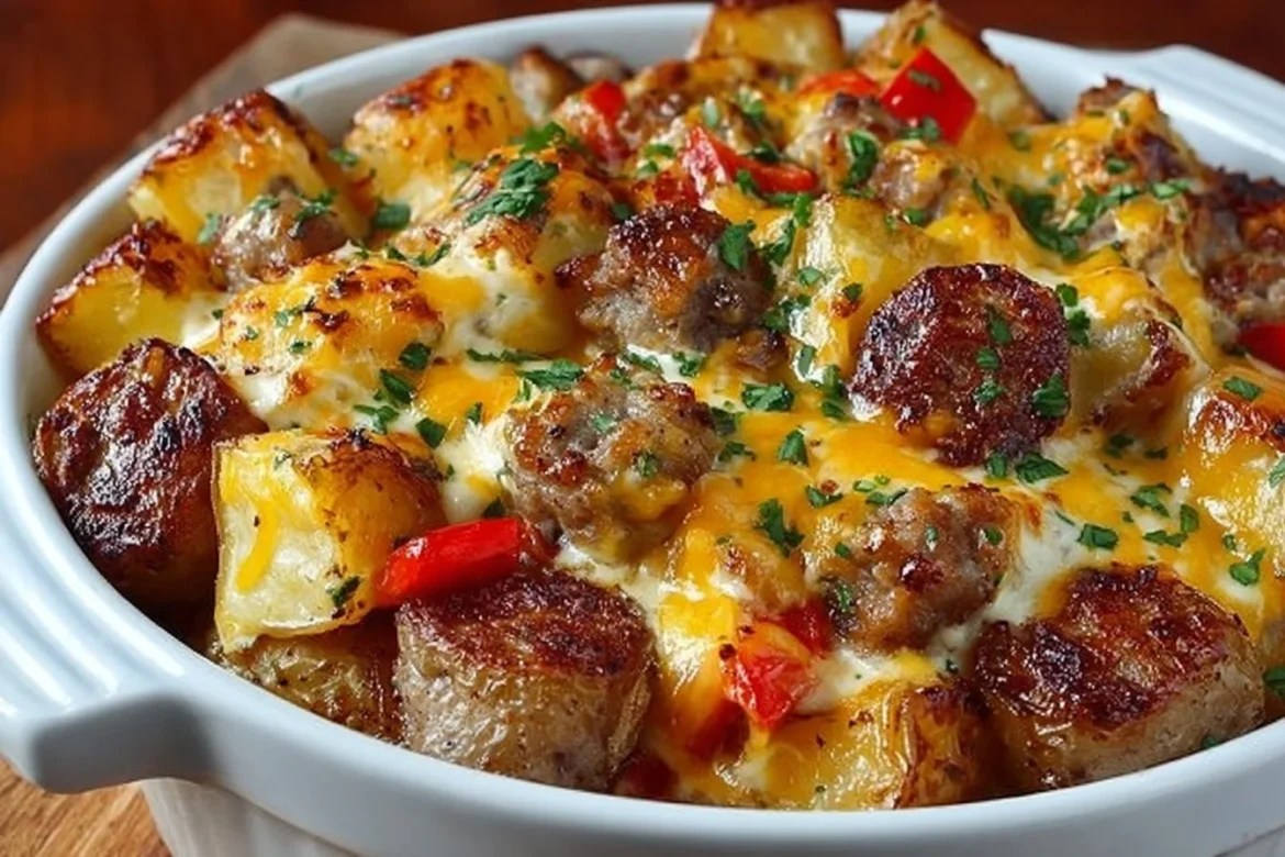 Crockpot Cheesy Sausage and Potatoes